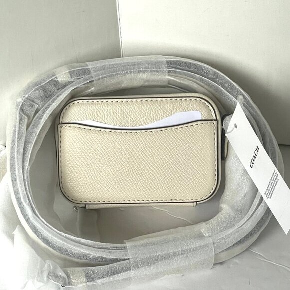 Coach Mini Crossbody Pouch White Crossgrain Leather CP271 Cards Earbuds Case - Picture 4 of 7